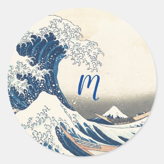 Sticker Rond The Great Wave - Japanese art (Devant)