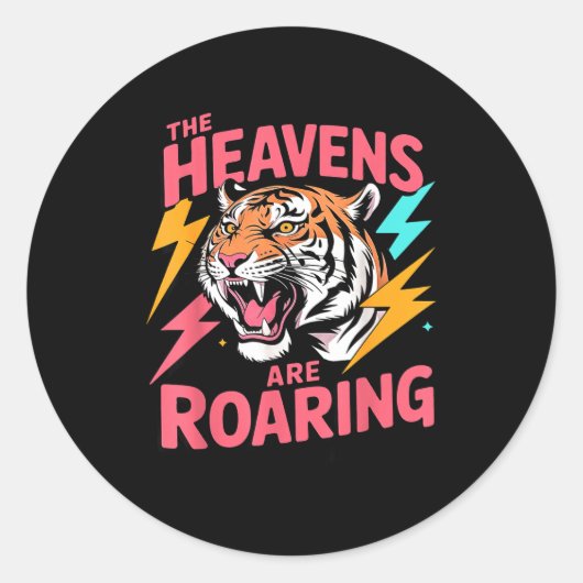 Sticker Rond The Heavens Are Roaring Psalm 19_1 Tiger Christian (Devant)