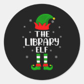 Sticker Rond The Library Elf Christmas Party Matching Family Xm (Devant)