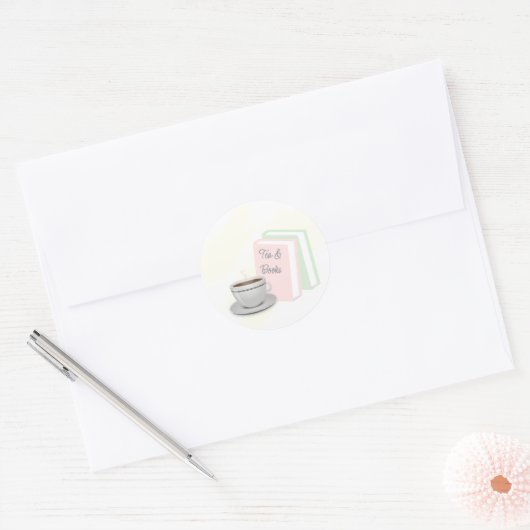 Sticker Rond Thé & Livres Shower de Mariée (Enveloppe)