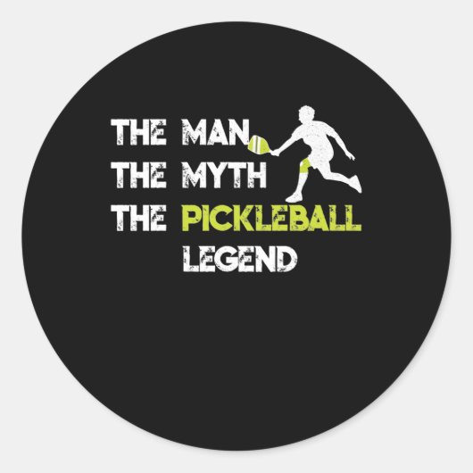 Sticker Rond The Man The Myth The Pickleball (Devant)