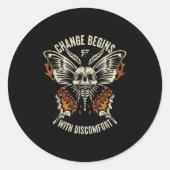 Sticker Rond The Marisa Butterfly Skull Change Begin With Disco (Devant)