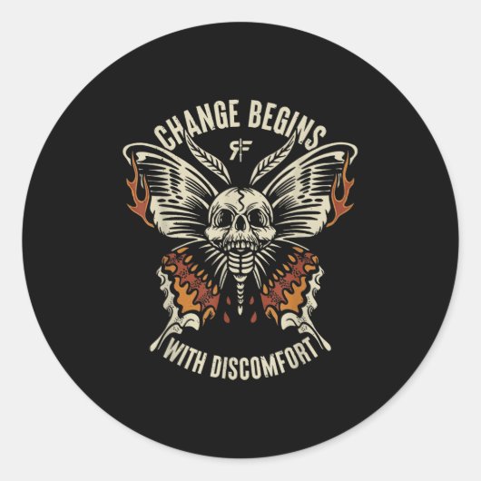 Sticker Rond The Marisa Butterfly Skull Change Begin With Disco (Devant)