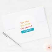Sticker Rond The Men, The Myth, The Legend personalized (Enveloppe)