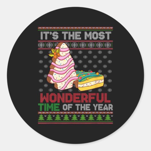 Sticker Rond The Most Wonderful Time Of The Year Christmas Tree (Devant)