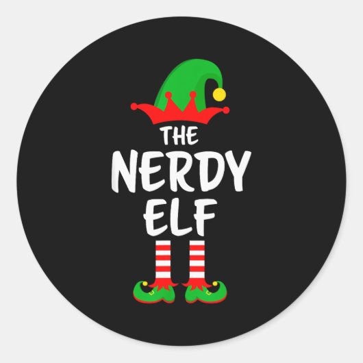 Sticker Rond The Nerdy Elf Matching Family Christmas (Devant)