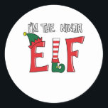 Sticker Rond The Ninja Elf Family Matching Christmas Pajamas<br><div class="desc">Funny Matching Christmas Elf Holiday Graphic Set for Adults,  kids Boys Girls A Great Way To Lighten The Mood And Make Friends And Family Laugh. Matches Loads OF Clothes,  Suitable For The Whole Family</div>