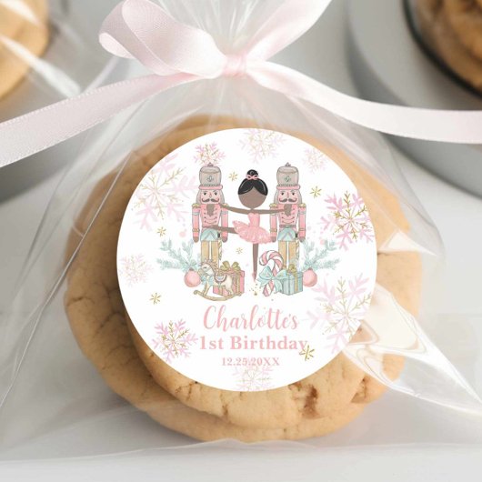 Sticker Rond The Nutcracker Ballet Blush Pink 1st Birthday