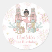 Sticker Rond The Nutcracker Ballet Blush Pink 1st Birthday (Devant)