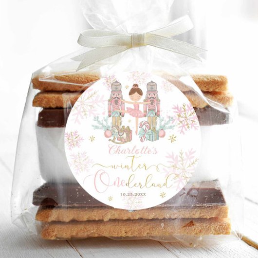 Sticker Rond The Nutcracker Ballet Blush Pink Winter Onederland