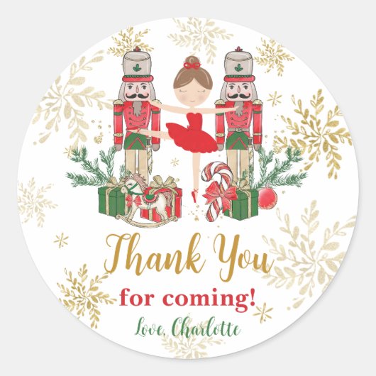 Sticker Rond The Nutcracker Ballet Red Green Christmas Favor (Devant)