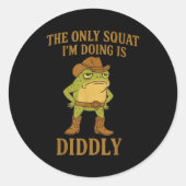 Sticker Rond The Only Squat I'm Doing Is Diddly Cowboy Frog Mem (Devant)
