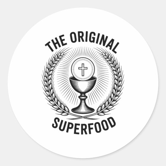 Sticker Rond The Original Superfood Eucharist Catholic M  (Devant)
