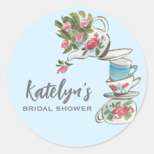 Sticker Rond Thé Party de Baby Shower Fantaisiste