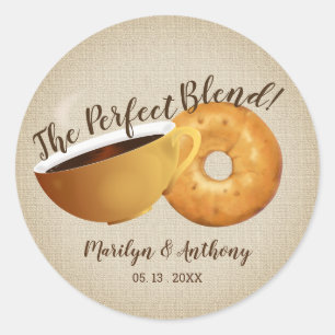 Sticker Rond The Perfect Blend Café et Bagel Mariage