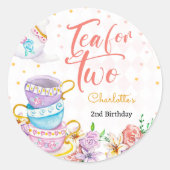 Sticker Rond Thé pour deux, anniversaire de thé (Devant)