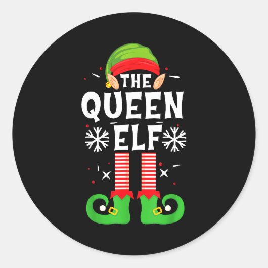 Sticker Rond The Queen Elf Christmas Family Matching Pajamas Qu (Devant)