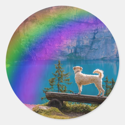 Sticker Rond The Rainbow Bridge Poem, In Memory of a Pet... (Devant)