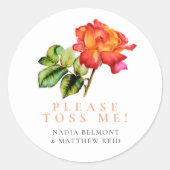 Sticker Rond Thé rose rose orangé mariage confetti toss  (Devant)