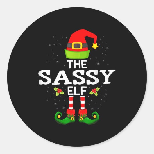 Sticker Rond The Sy Elf Christmas Family Matching Pajama  (Devant)