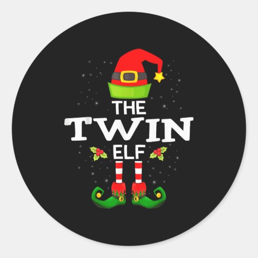 Sticker Rond The Twin Elf Christmas Family Matching Pajama (Devant)