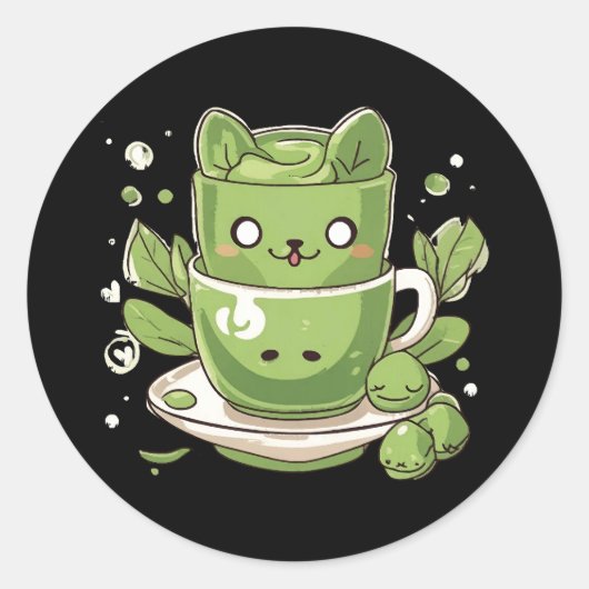 Sticker Rond thé vert matcha (Devant)