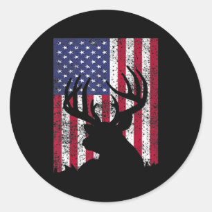 Sticker Rond The Whitetail Hunter American Fla