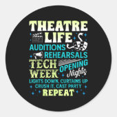 Sticker Rond Theatre Nerd Actor Funny Musical Theater Geek Thes (Devant)