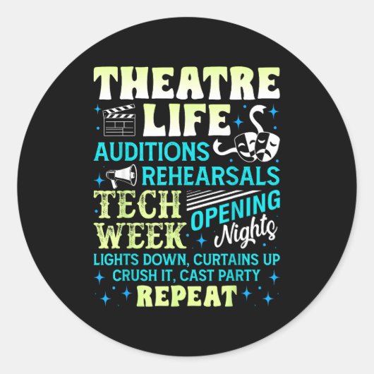 Sticker Rond Theatre Nerd Actor Funny Musical Theater Geek Thes (Devant)