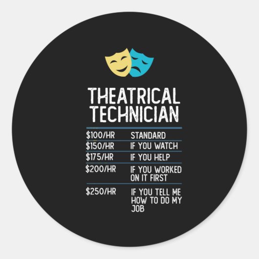 Sticker Rond théatre technicien théâtre théâtre scène drôle cad (Devant)