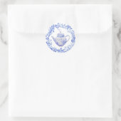Sticker Rond Théière Bleue et Blanche avec Couronne  (Sac)
