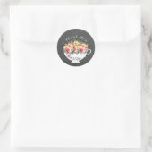 Sticker Rond Théière de Roses Faveur de thé de mariage (Sac)