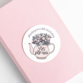 Sticker Rond Théière florale Fête d'anniversaire girly en thé