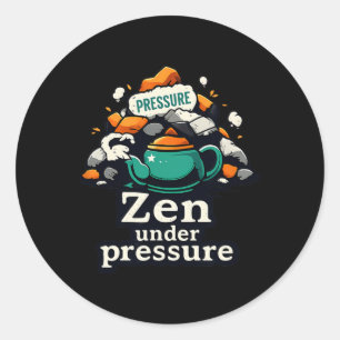 Sticker Rond Théière Zen sous pression Vibes Chill Santé mental