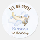 Sticker Rond Thème 1er anniversaire de l'avion de Cute Boy (Devant)