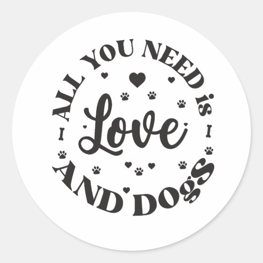 Sticker Rond Thème "Amour et Chiens" (Devant)