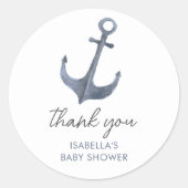 Sticker Rond Thème Ancre Voile Merci Baby shower Favoriser (Devant)