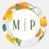 Sticker Rond Thème aquarelle orange Couleurs vives (Devant)