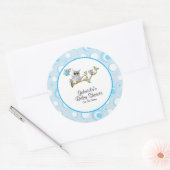 Sticker Rond Thème Baby shower Blue Baby Owl (Enveloppe)