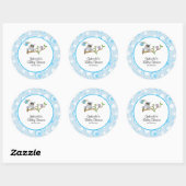 Sticker Rond Thème Baby shower Blue Baby Owl (Feuille)