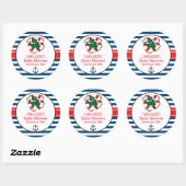Sticker Rond Thème Baby shower de l'alligator marin mignon (Feuille)
