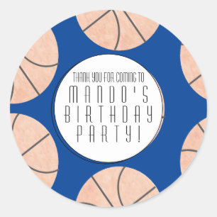 Sticker Rond Thème basket-ball Fête d'anniversaire sportive Tou