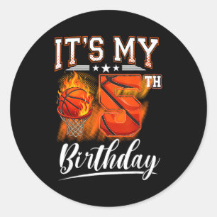 Sticker Rond thème basket-ball pour 5e anniversaire 5 ans anniv