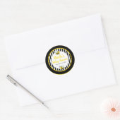 Sticker Rond Thème Bumble Noir Blanc Jaune Bébé Shower (Enveloppe)