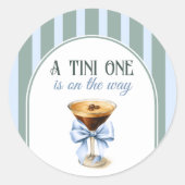 Sticker Rond Thème Café Espresso Martini Baby shower Bleu Bow (Devant)
