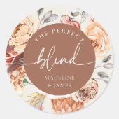 Sticker Rond Thème Café "Le Mélange Parfait" Cadeau de Mariage (Devant)