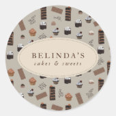 Sticker Rond Thème Chocolat Boulangerie Chef Personnalisé Nom (Devant)