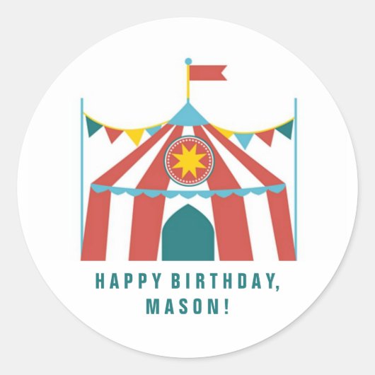 Sticker Rond Thème Cirque Enfants Anniversaire Fête Favoriser S (Devant)