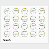 Sticker Rond Thème Citron Citrus Shower de Mariage Remerciement (Feuille)