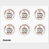 Sticker Rond Thème de café Cute Sip Happens (Feuille)